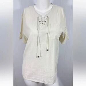 Coofandy Ivory Shirt Tunic Henley Short Sleeve Size small S